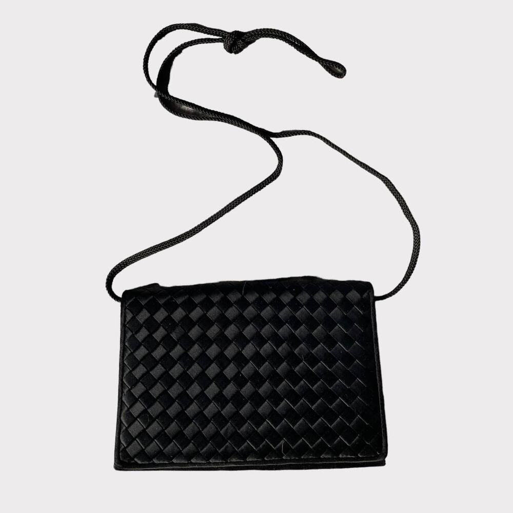 La Regale Black Satin Handbag